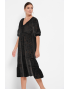 Jeannette 7672 , Γυναικείο Φόρεμα  Boho Style  σε κοφτό βαμβακερό ύφασμα ΜΑΥΡΟ